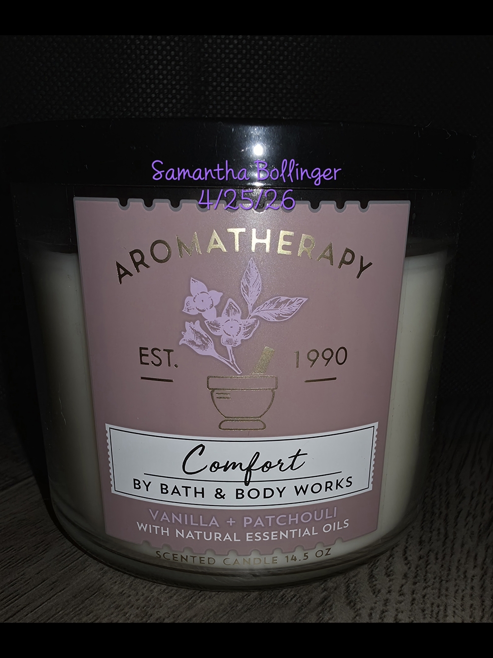 Bath & Body Works Aromatherapy Comfort Vanilla + Patchouli 3-Wick Candle